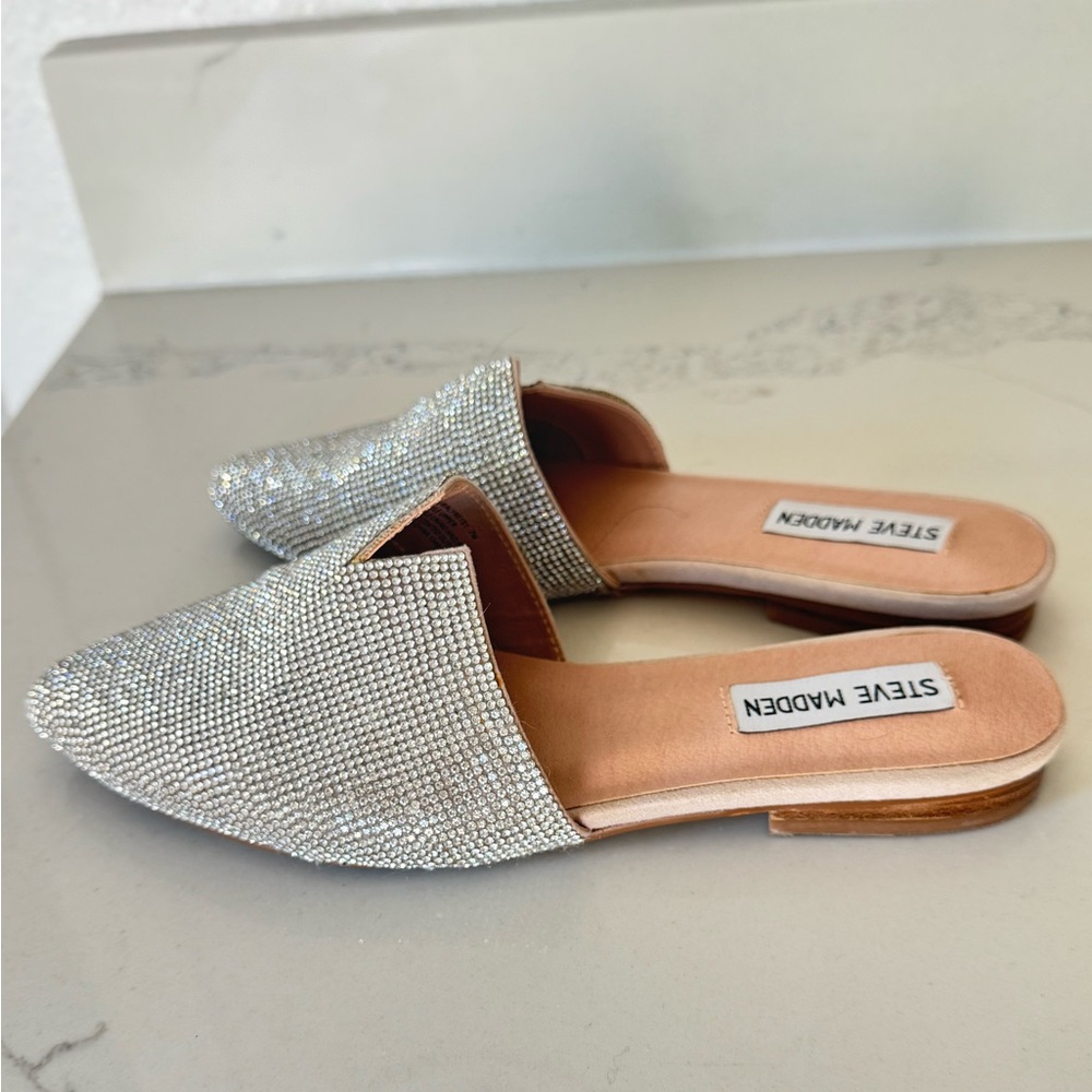Steve Madden Rhinestone Silver Mules - Excellent condition